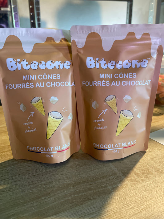 Mini cônes fourrés au chocolat blanc Bitecone pièce