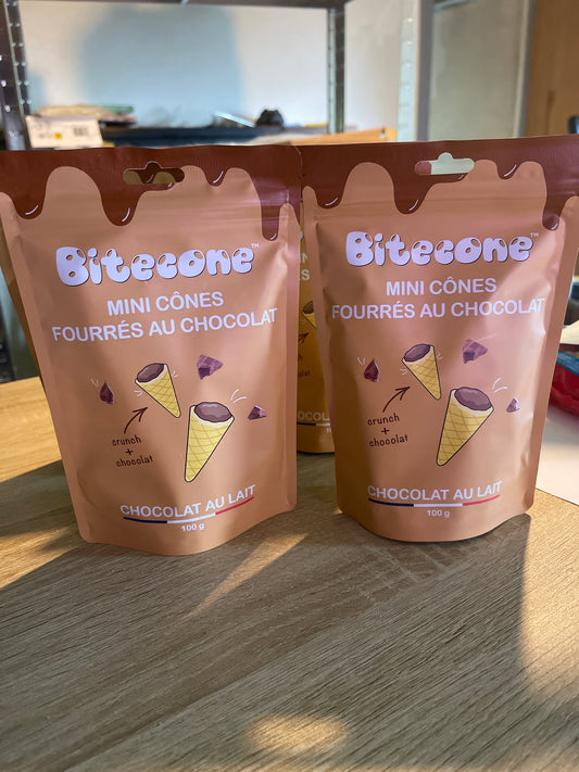 Mini cônes fourrés au chocolat au lait Bitecone